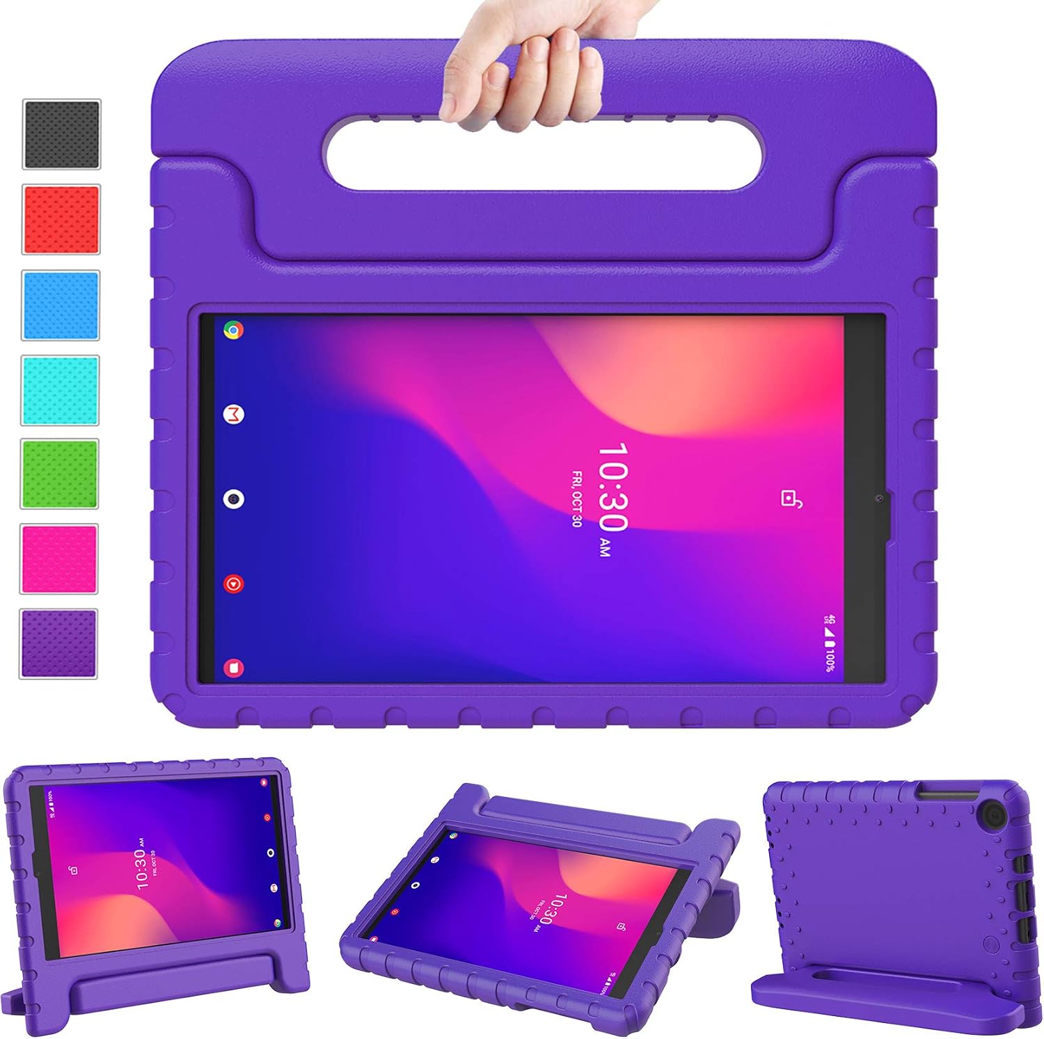 LTROP Alcatel Joy Tab 2 Case, Kids Case for Alcatel Joy Tab 2 Tablet 8 inch 2020 (Model: 9032Z), Shockproof Convertible Handle Stand Case for Metrobyt-Mobile Alcatel Joy Tab 2 Tablet 8” 2020 (Purple)