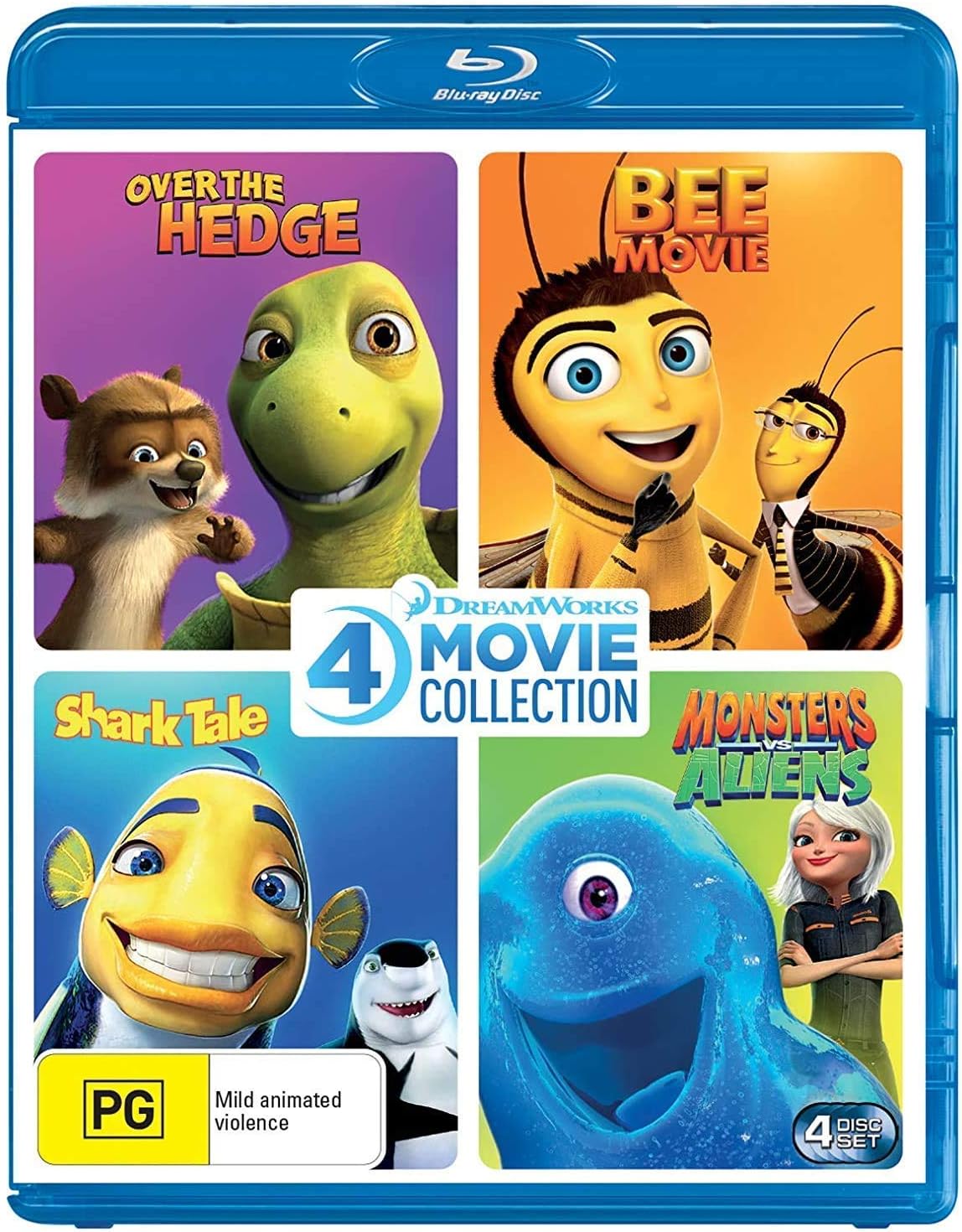 Over The Hedge/Shark Tale/Monsters vs Aliens/Bee Movie (4 Film Collection)