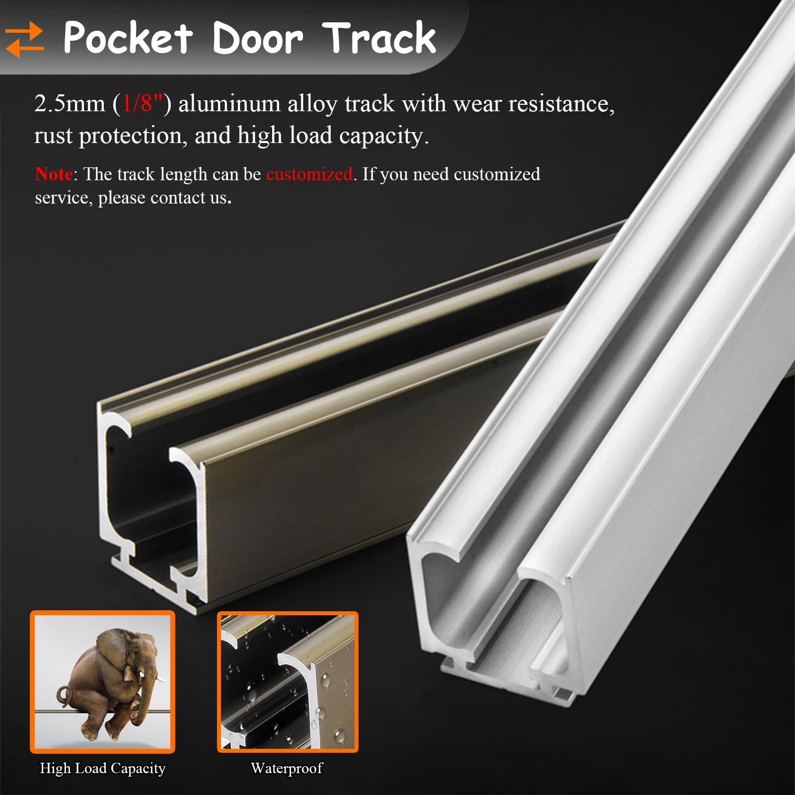 Riel de Aluminio Premium para Puerta corrediza de Granero con Cierre Suave, Kit de herrajes para Puerta corrediza Individual, Sistema de Marco para Puerta empotrada para Puertas de Armario (