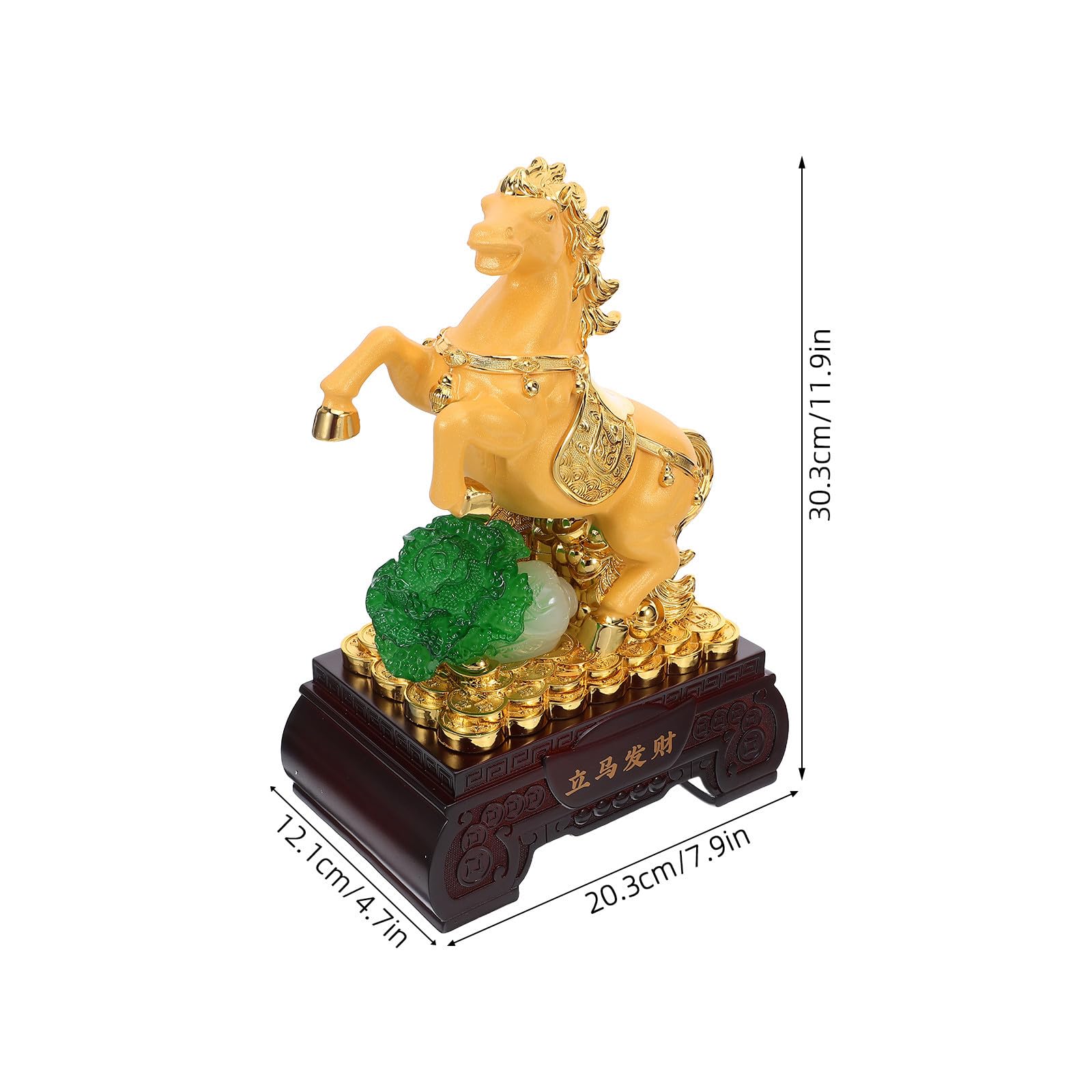 Feng Shui Pferdefigur aus Kunstharz Goldene Tierkreiszeichen Pferdeskulptur 2026 Chinesisches Neujahr Tischdekoration für Büro und Regale
