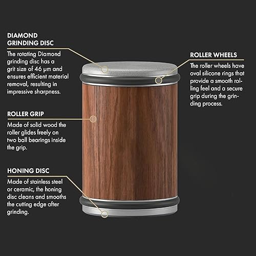 Miniatura 2 de Afilador de cuchillos rodantes  Afilador de cuchillos magnético de nogal con 15 y 20 grados  Afilador de rodillos de diamantes industriales para
