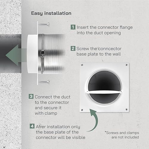 Miniatura 4 de Vent Systems Placa de conector de conducto de ventilación de aire de 5 "pulgadas Brida de conector de conducto de ventilación recta Placa de