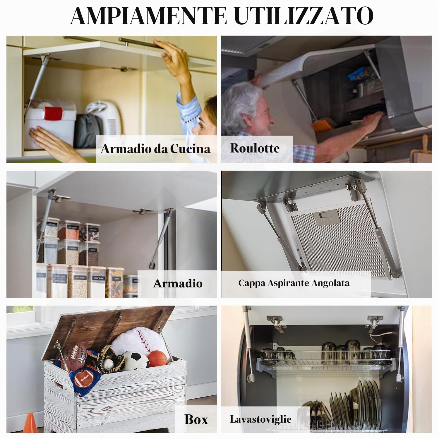 Molle a Gas, 80N Martinetto Pneumatico per Mobili, Cerniera Armadio, Braccetto Ammortizzatore per Cerniera di Mobili da Cucina, 2 Pezzi