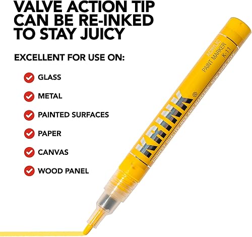 Miniatura 10 de Krink K-11 - Marcador de pintura azul  Marcadores de pintura acrílica de arte fino vibrante y opaco  Marcadores artísticos para superficies pintadas