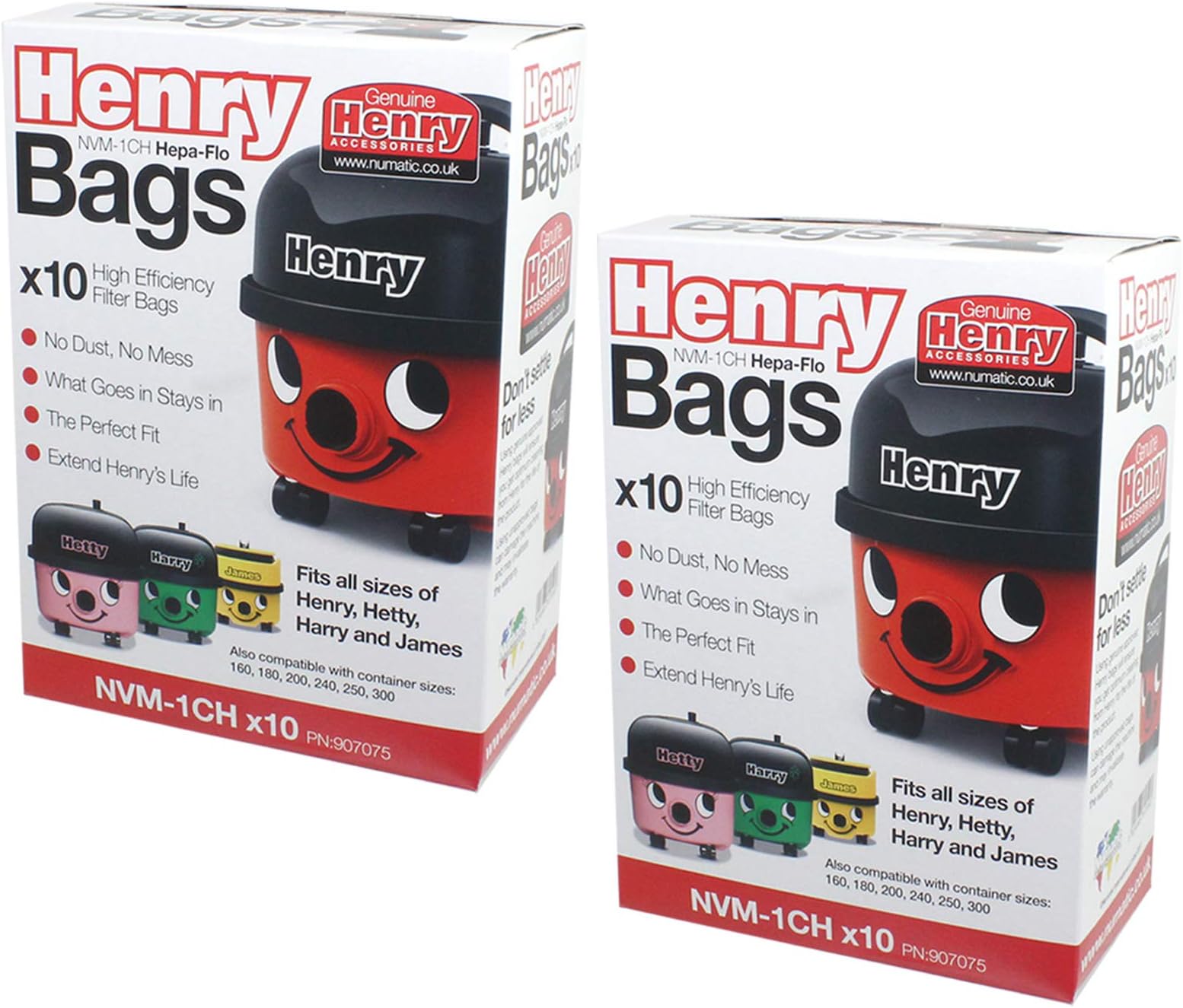 Genuine Numatic Nuvac NNV200 VNR200-2 VNP180 Vacuum Cleaner Hepa-FLO SMS Bags (Pack of 20)