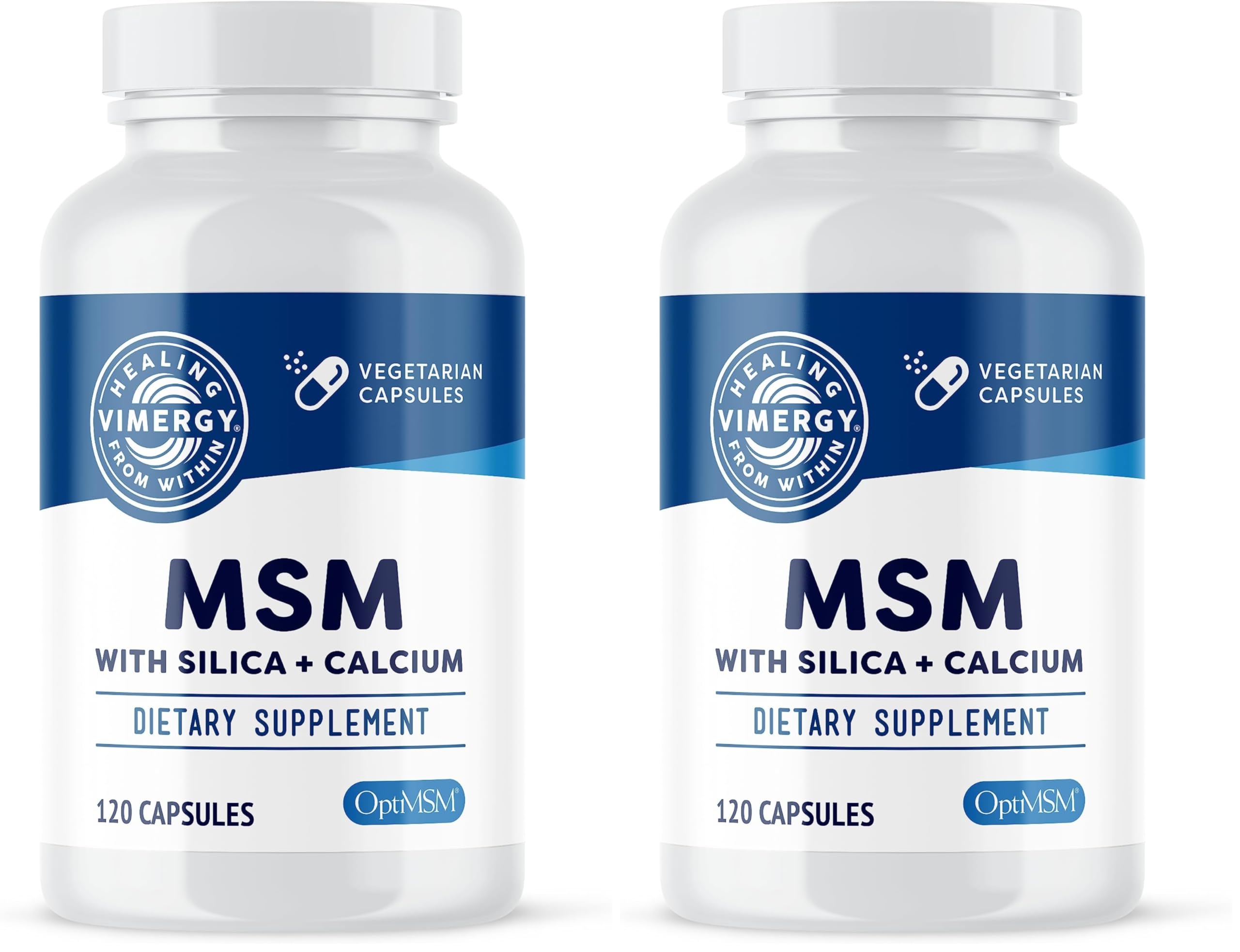 Vimergy MSM with Silica + Calcium Capsules, 120 Servings – Supports Bone Health – Promotes Hair & Nail Health – Non-GMO, Gluten-Free, Kosher, Soy-Free, Corn-Free, Vegan & Paleo Friendly (Pack of 2) 120 Count (Pack of 2)
