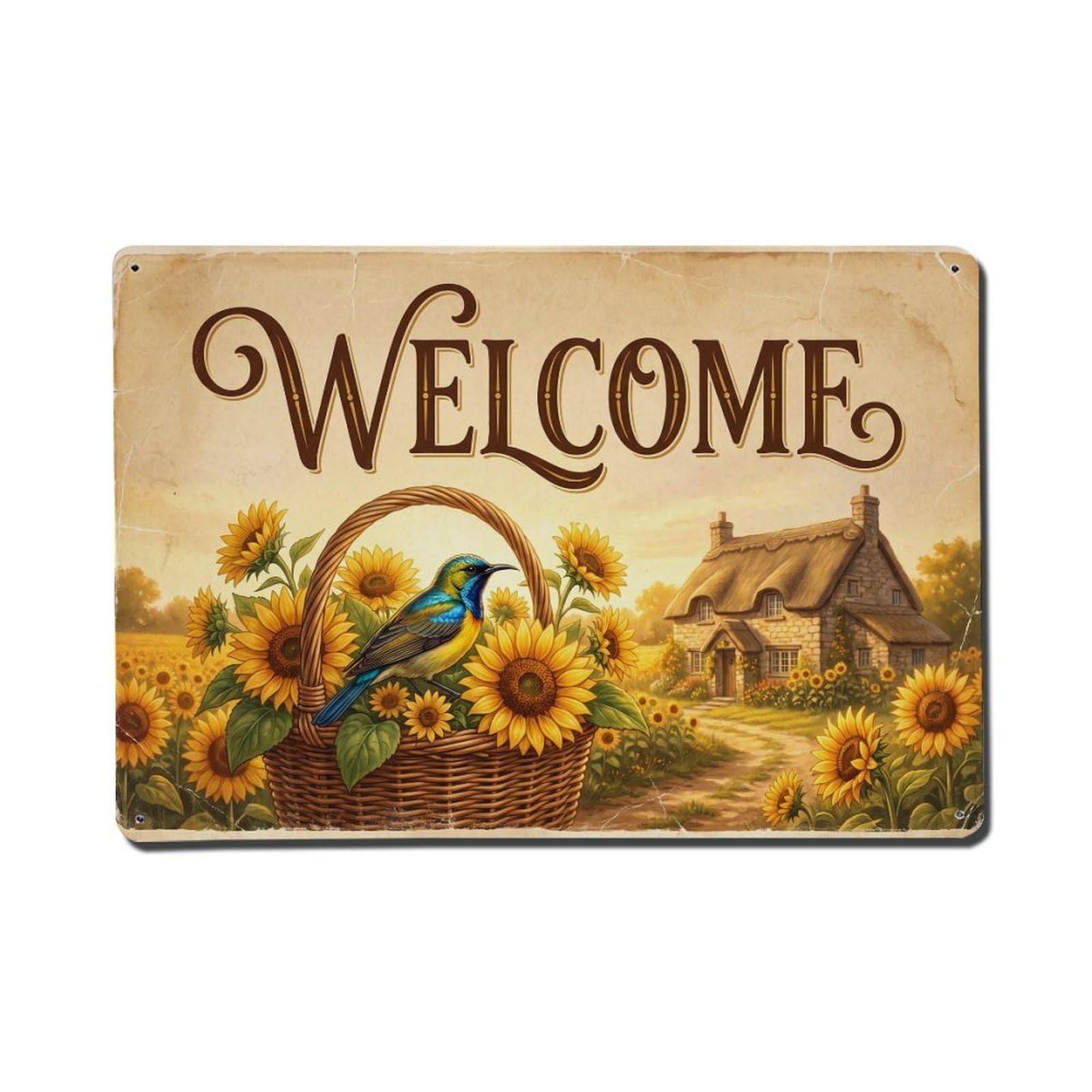 Vintage Welcome Sunbird Golden Hour Metal Tin Sign