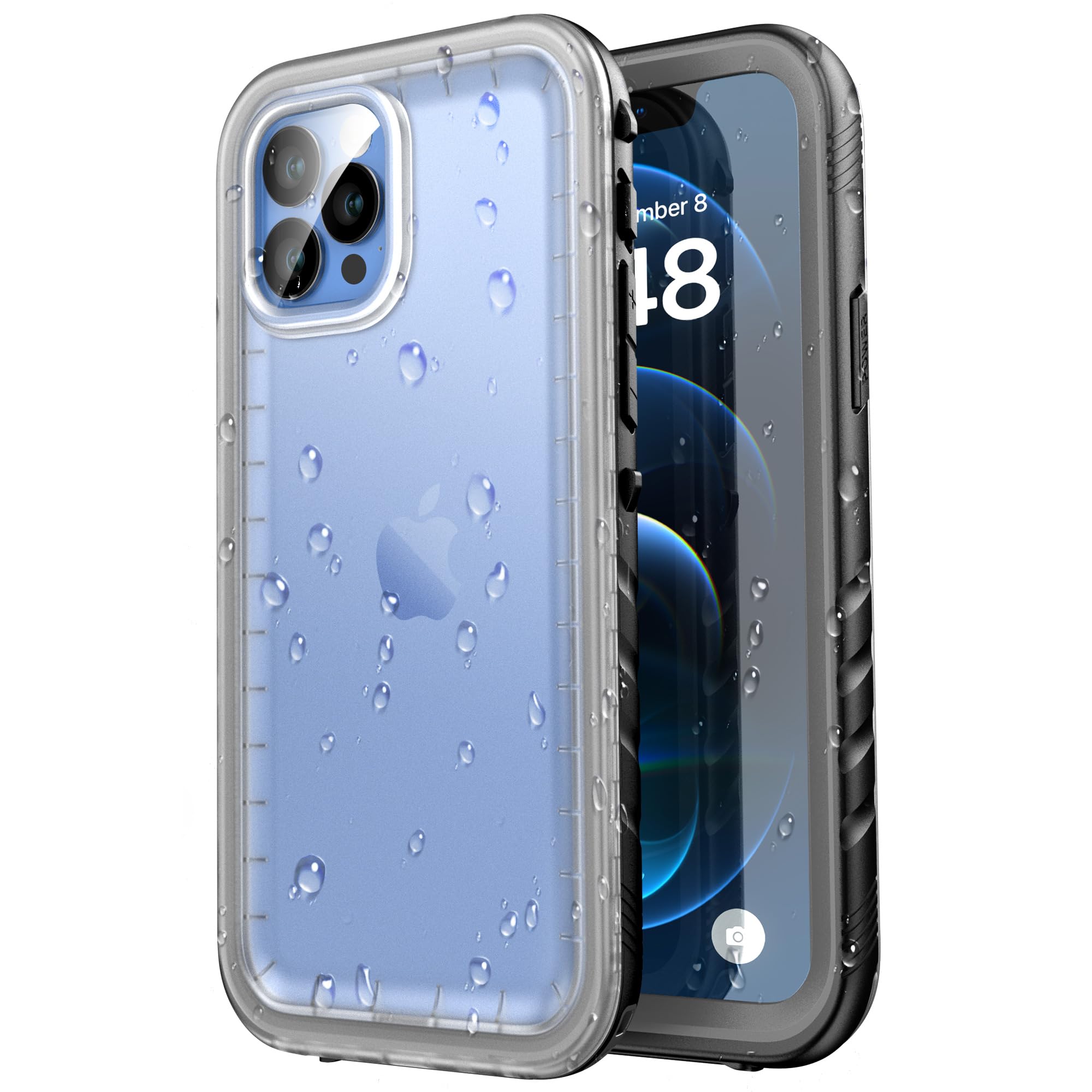 SPORTLINK for iPhone 12 Mini Waterproof Case - Shockproof Heavy Duty Front and Clear Back Cover [Built in Screen/Camera Protector] 360 Full Body Protective[IP68 Underwater] -Black/Frosted Clear