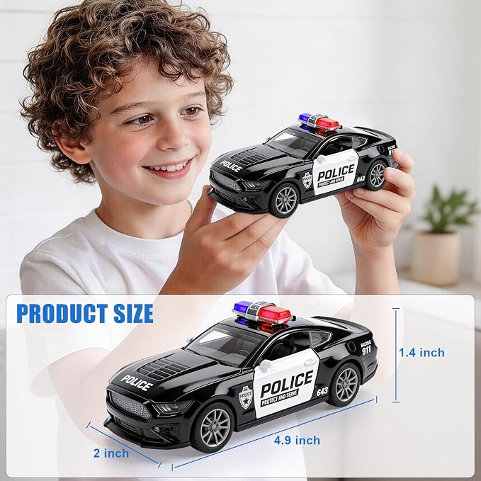 Set de 4 Carros de Policía de Metal 1:36 miniatura 3