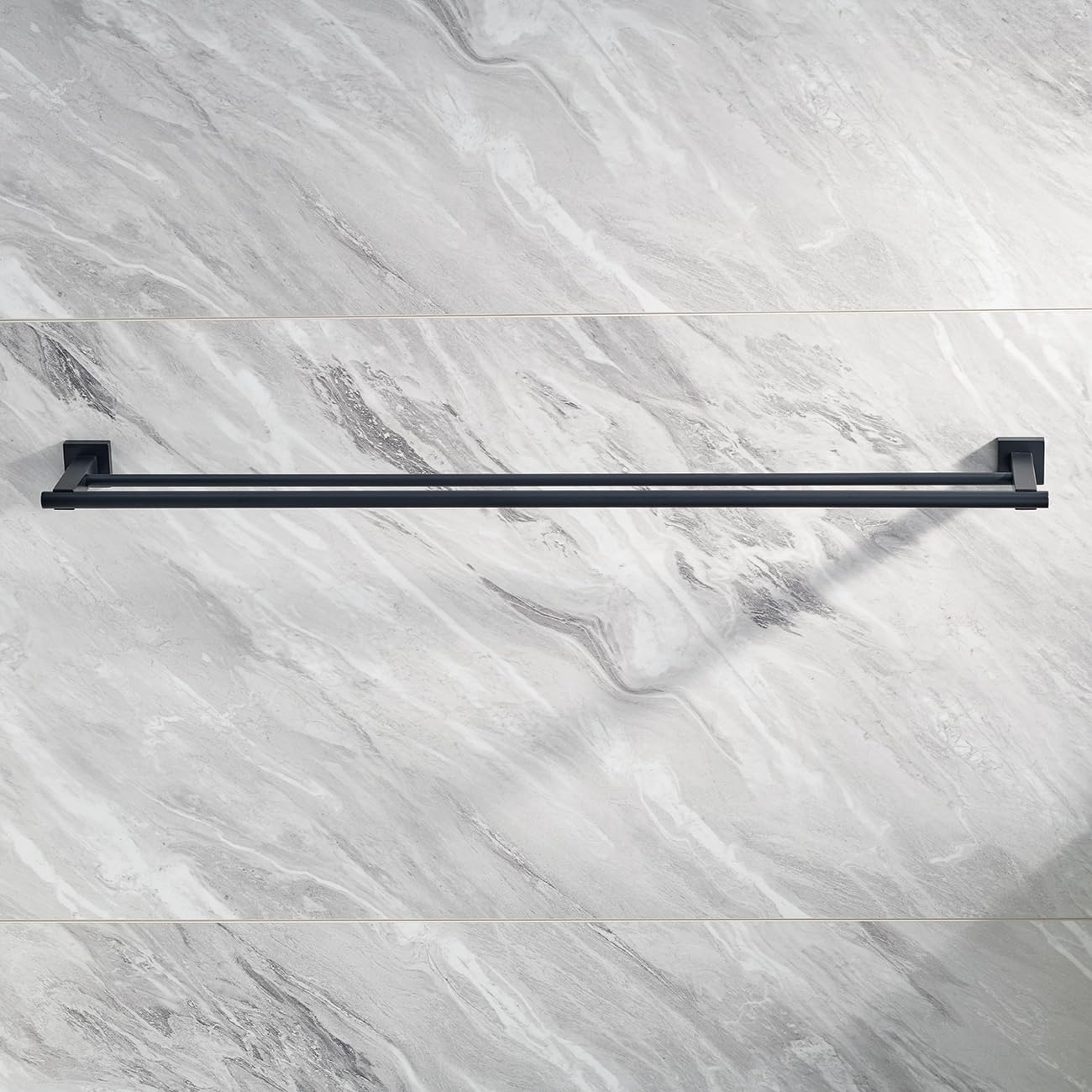 Miyili Matte Black Double Bath Towel Bar 36-Inch Stainless Steel Hand Towel Rack for Bathroom Wall Mount, A02B90B