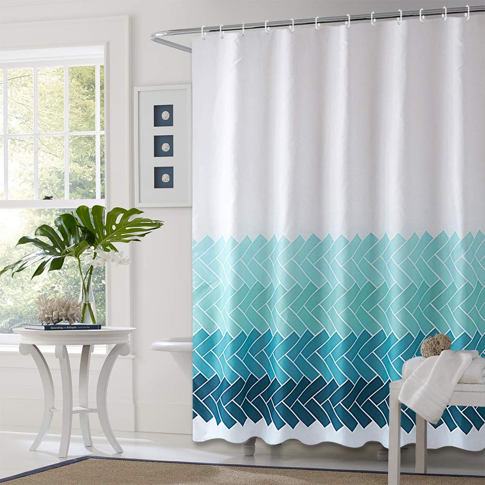 Chrasy Tenda da Doccia Impermeabile 180 x 180 cm Tenda per Doccia in Poliestere con Bolla Blu Modello per Tende da Bagno in Metallo Resistente alla Muffa Lavabile