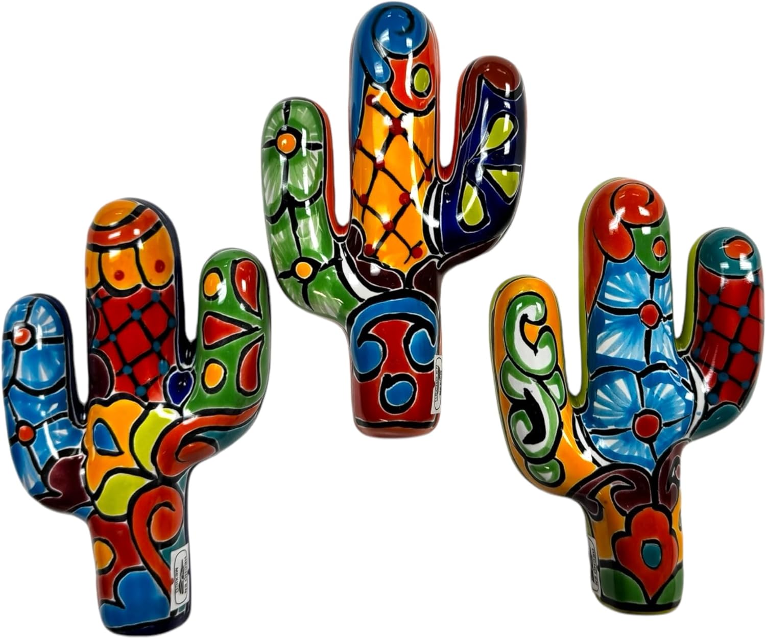 Talavera Cactus Cute Multicolor Handmade Folk Art Hand Painted Home Decor Vase Garden Mexican Pottery Made in Mexico Outdoor Indoor (Multi 5)