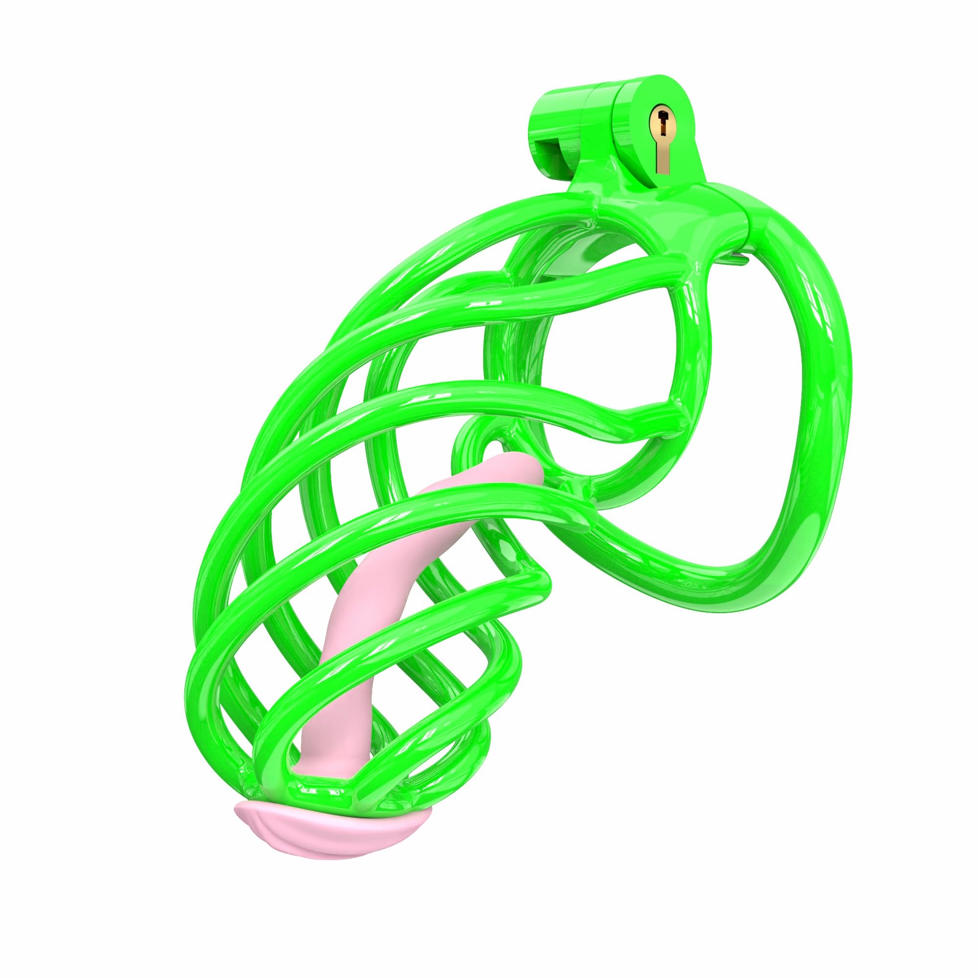Spiral Chastity Device Yithuet Cobra 6 Cock Cage Ergonomic Design with 5 Size Rings Lightweight Resin Material for Men Penis Training Breathable 3D Printed BDSM Accessory (Green, X-Large) X-Large Green