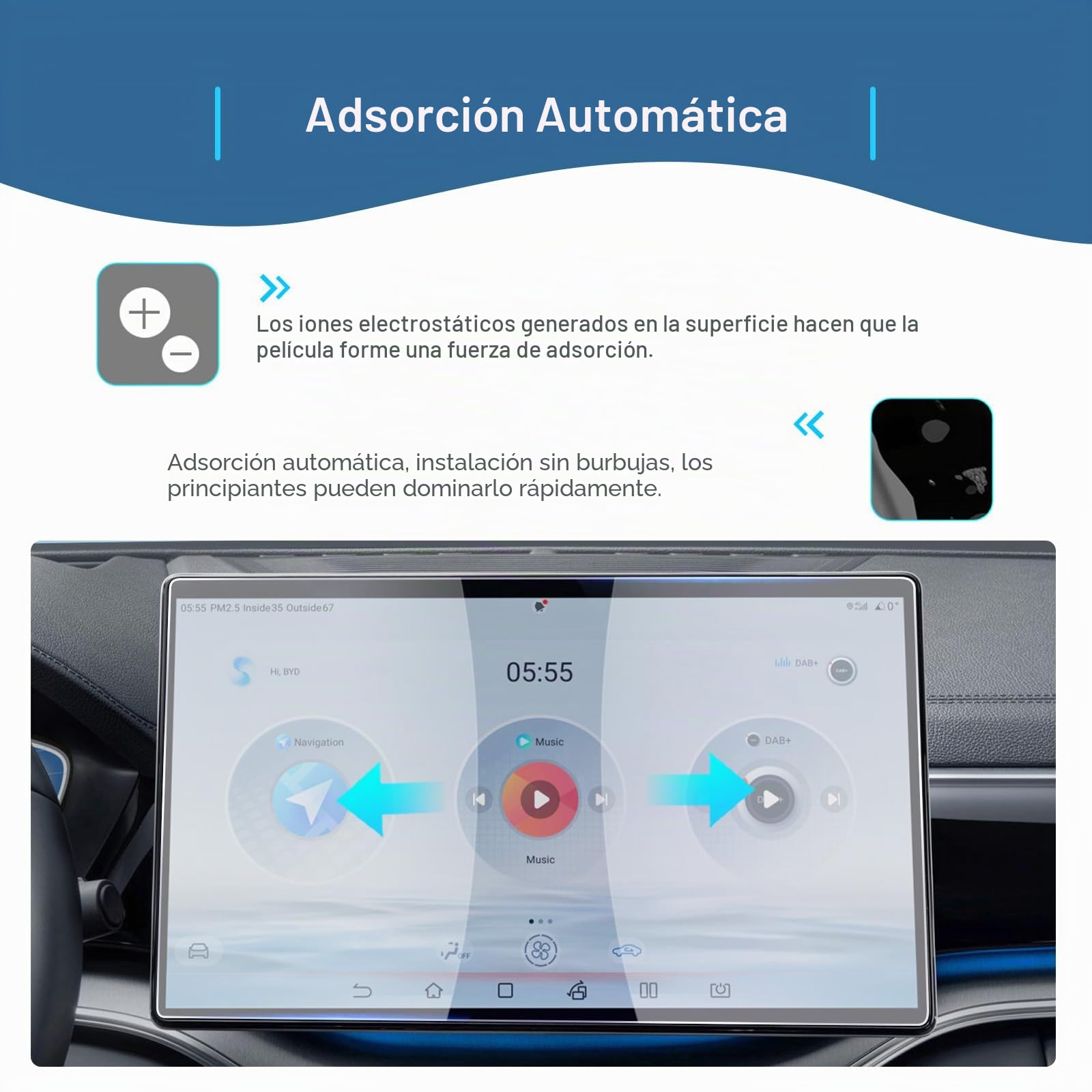 GAFAT Compatible con BYD Seal U DM-i EV/Sealion 7/Tang 2025 2026 2027 15,6" Navegación Protector de Pantalla, de Vidrio para 15,6" Seal U DMi Accesorios Touchscreen, Antigolpes, 9H Antiarañazos