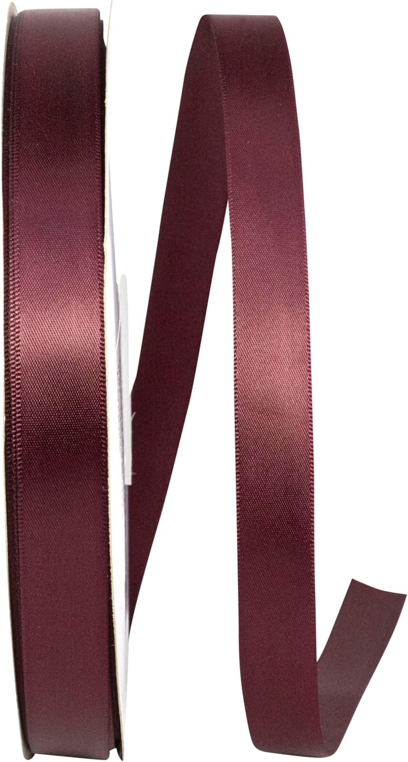 Reliant Ribbon 4950-090-03C Double Face Satin Ribbon, 5/8 Inch X 100 Yards, Burgundy