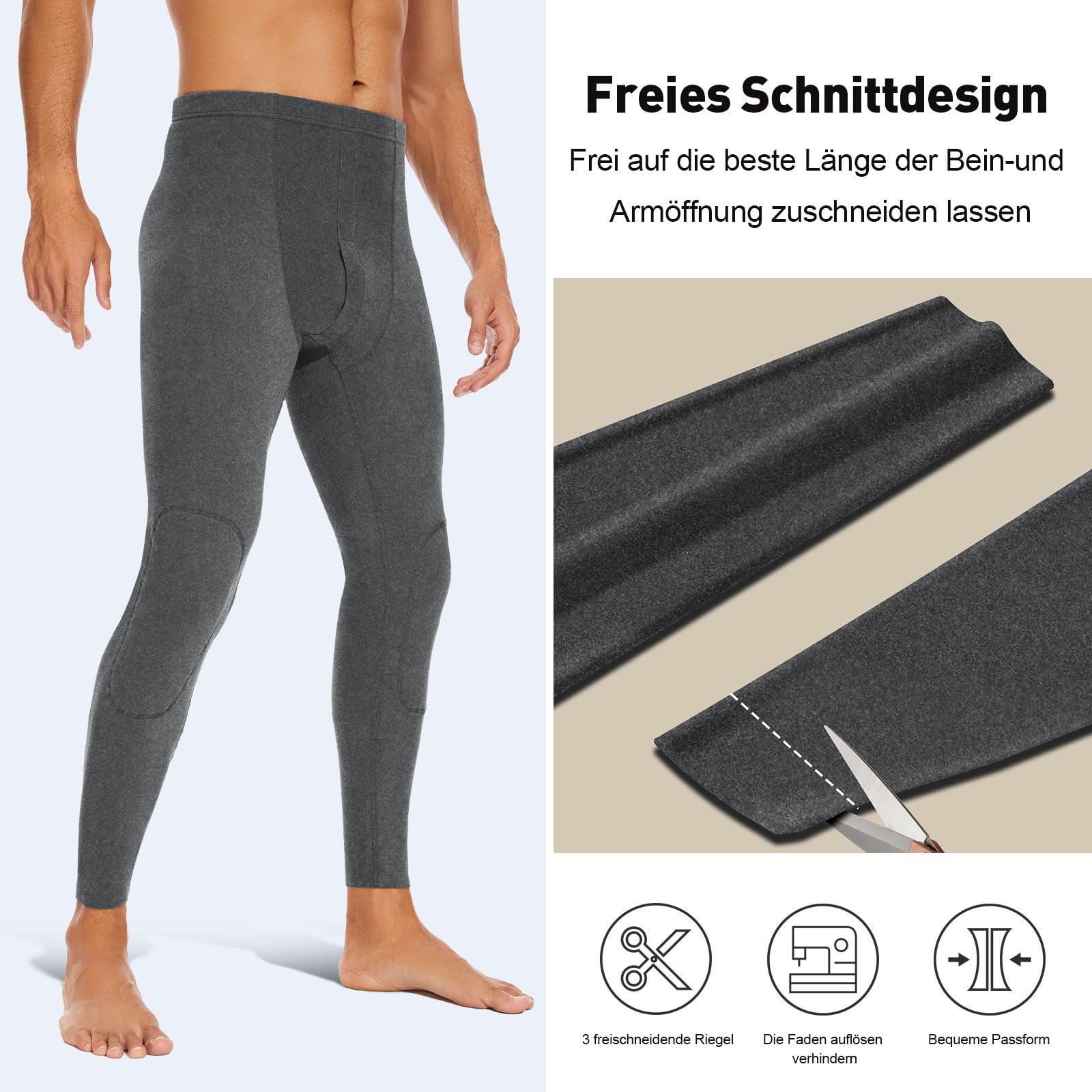 SIMIYA Calzoncillos largos para hombre, paquete de 2 unidades, térmicos, calzoncillos forrados para hombre, largos, extra cálidos, térmicos, leggings térmicos de invierno, Negro X Gris, M