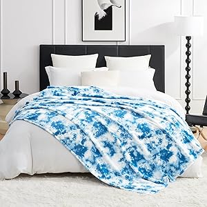Cozy Bliss Tie-Dye Fuzzy Throw Blanket for Couch - Thick Soft Warm Non Shedding Fleece Blankets for Boho Dcor Room, for Kids, Women Men Girls, Tie-Dye Blue 60"*80"