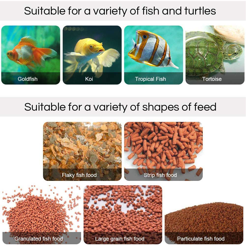 Alimentatore Automatico per Pesci, Dispenser Automatico di Cibo per Pesci Tartaruga da 500 Ml A Prova D'umidità con Doppia Alimentazione, Timer per Acquario Ricaricabile USB per Acquario Feede