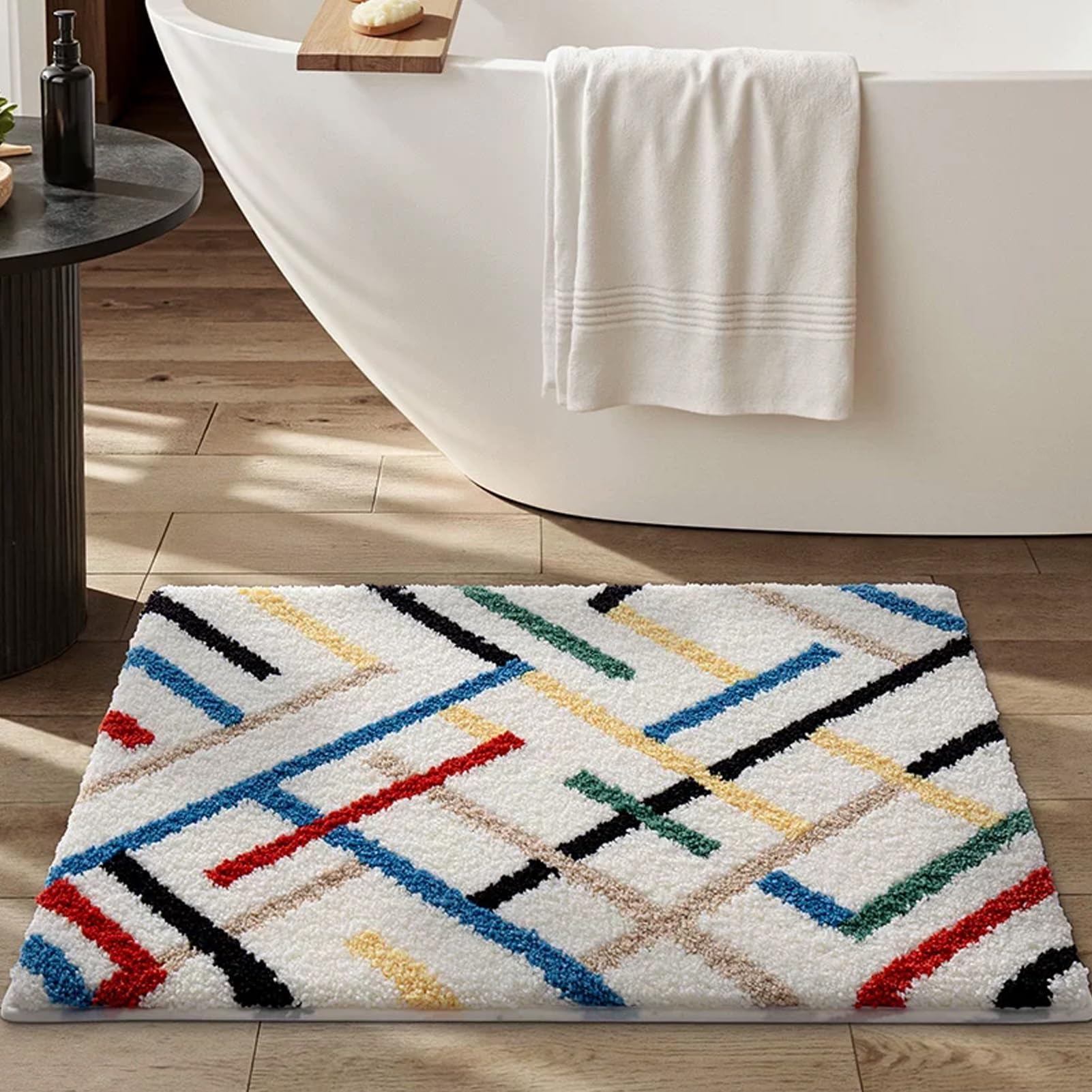 Bath Mats Non-Slip, Super Absorbent Fluffy Bathmat, Washable Shower Room Rug for Bathroom, Bathtub Floor Foot Mat(50x80cm(19.7x31.5inch))
