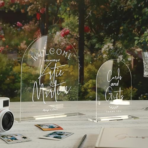 Miniatura 79 de UNIQOOO Paquete de 10 letreros de mesa de acrílico esmerilado de 8 x 10 pulgadas para boda con soportes, 1/8 pulgadas de grosor, hoja de letrero