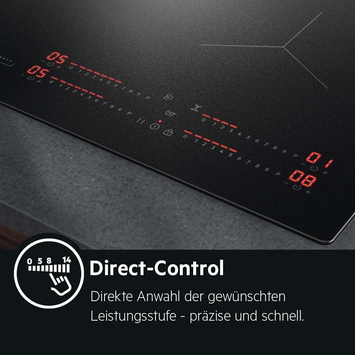 AEG Induktionskochfeld 60cm, Made in Germany, 4 Flex-Kochzonen mit Kratzresistenter SaphirMatt-Oberfläche, SenseBoil verhindert Überkochen, Bridge-Kombination 2er Zonen, Hob²Hood, TI64IB1FIZ - 5