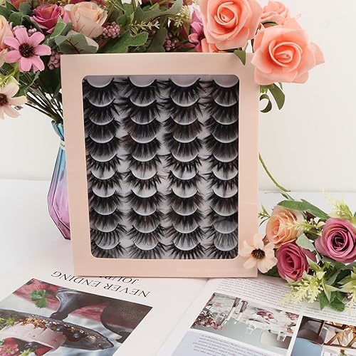 Miniatura 9 de Serveyou 20 pares de pestañas postizas, pestañas autoadhesivas, pestañas postizas de aspecto natural, reutilizables, crean pestañas gruesas de