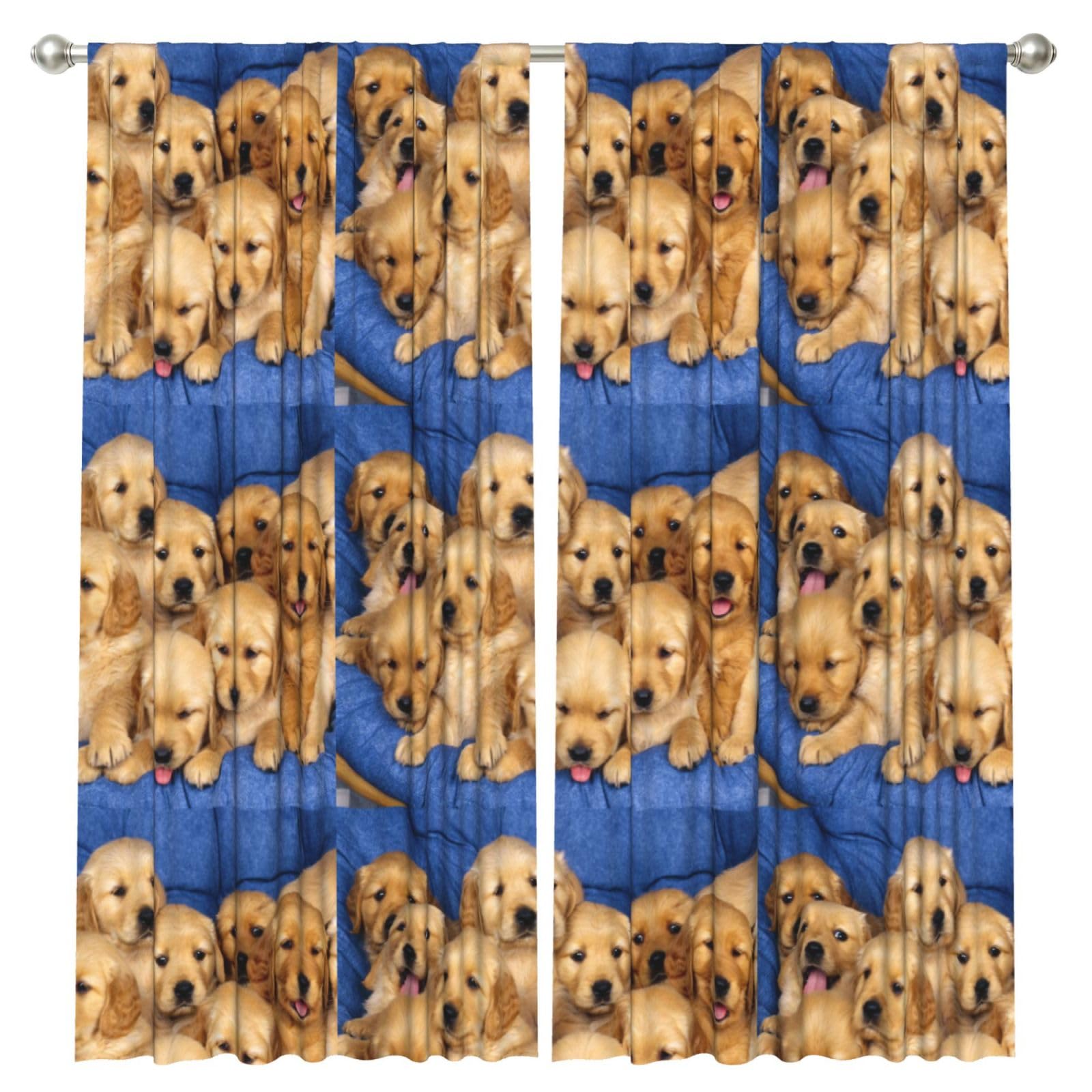 InOmak Dog Pattern, 2 Panels Window Curtains 52 x 84 Inch Blackout Curtains for Living Room Bedroom