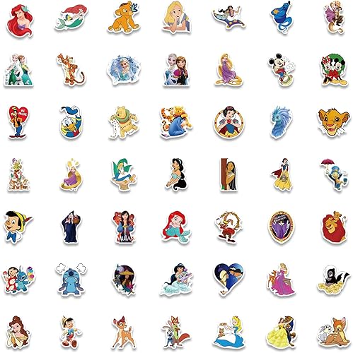 Miniatura 7 de Calcomanías para botella de agua para niños, 100 piezas de lindos personajes de dibujos animados, calcomanías de vinilo impermeables de Dovipta para