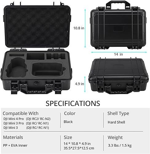 Miniatura 5 de Estuche rígido profesional Mini 4 Pro para DJI Mini 4 ProMini 3 ProMini 3, funda de viaje impermeable para DJI Mini 34 Pro con RC-N2DJI RC 2 y otros