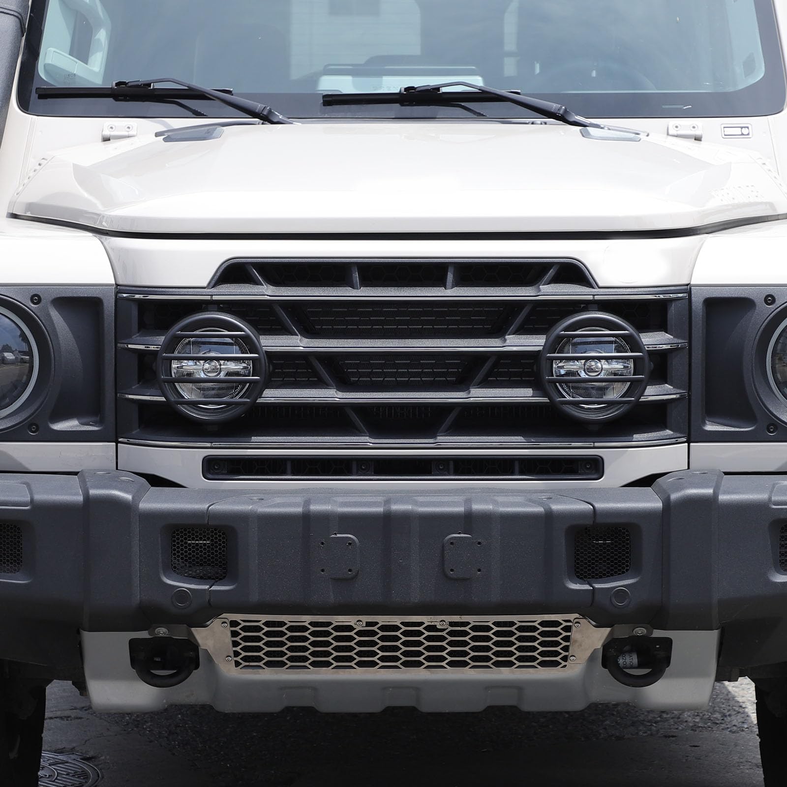 Auto Front Nebelscheinwerfer-Schutzabdeckung Kompatibel mit Ineos Grenadier 2020-2024 Frontstoßstange Nebelscheinwerfer-Trimm-Zubehör (Mattschwarz)
