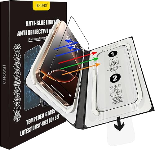 Miniatura 11 de Protector de pantalla antirreflejos para iPhone 15 Pro Max (6.7 pulgadas), bloqueo de luz azul, vidrio templado HD antirreflectante de grado militar