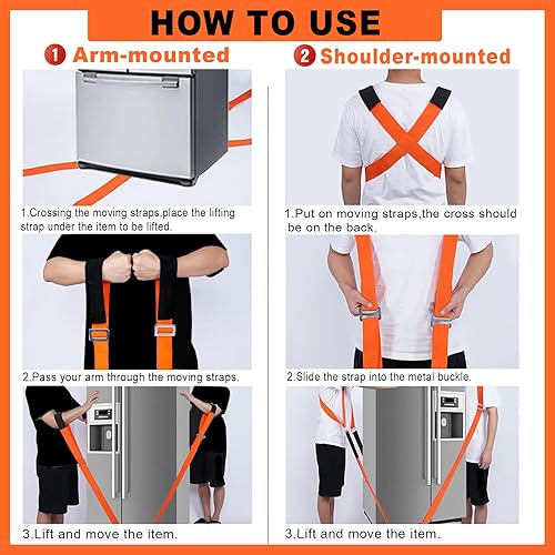 Miniatura 3 de Correas móviles, sistema de elevación y movimiento para 2 personas, correas de elevación de muebles, mueve fácilmente y de forma segura