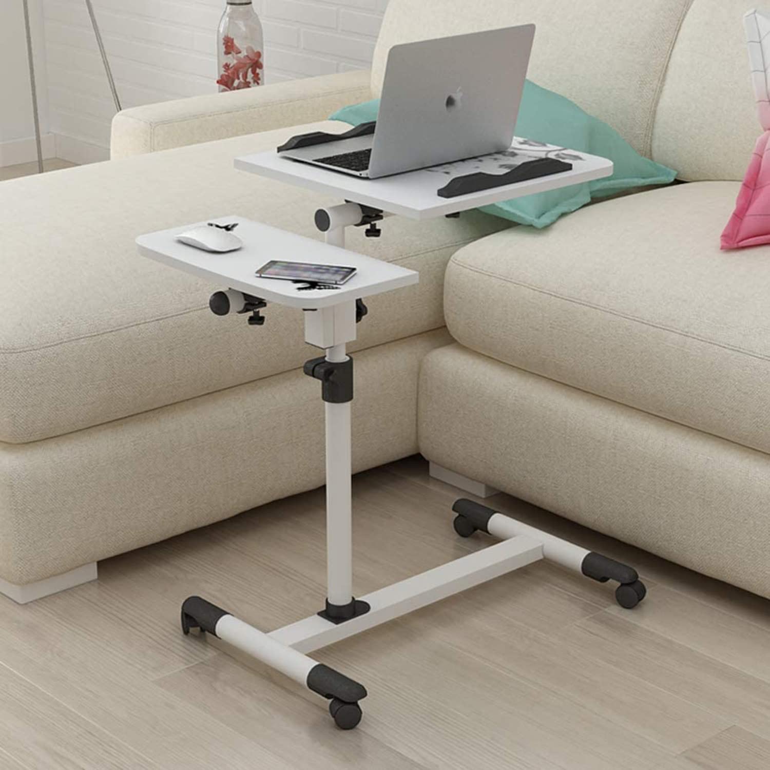 Buy Tilting Overbed Table with Wheels, Mobile Rolling Laptop Stand
