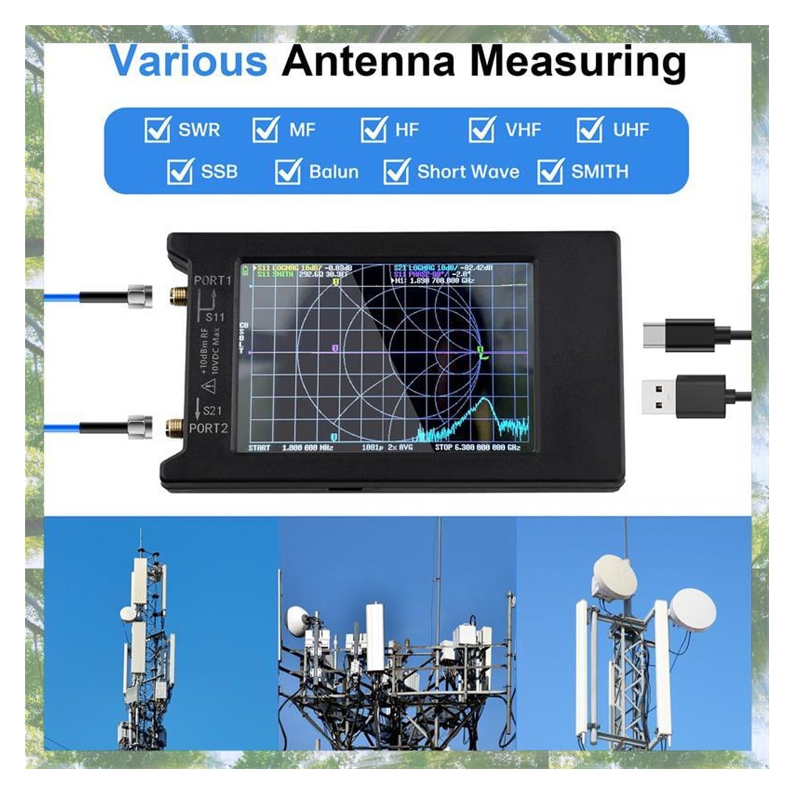 Premium-Nowy Litevna-64 50 kHz-6,3 GHz Litevna 4-calowy ekran dotykowy Analizator sieci wektorowych UHF Analizator antenowy Aktualizacja Nanovna