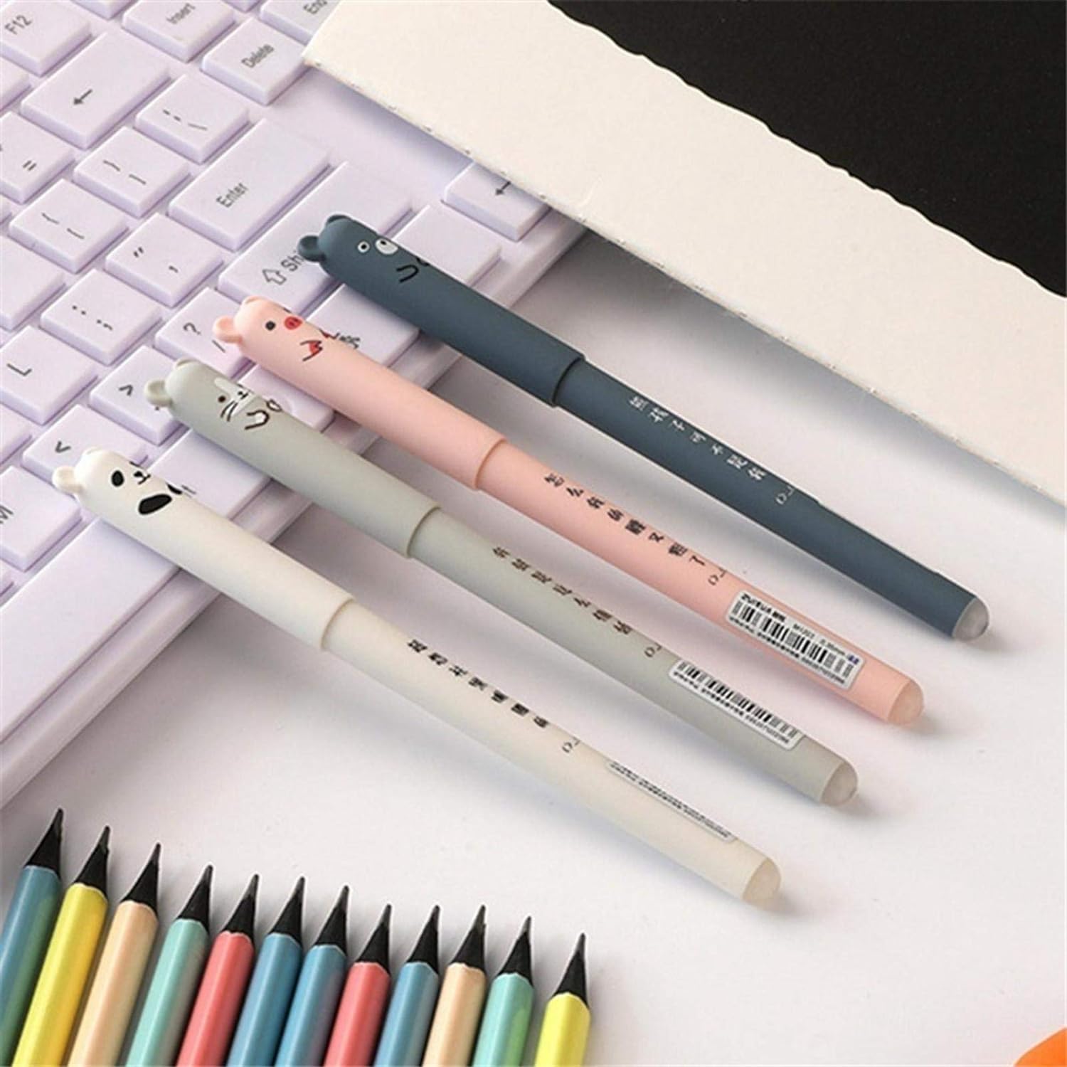 DPWOUM 4Pcs Colour Random Gel Pens Erasable Gel Pen Erasable Gel Pens Cartoon Lightweight For Pigs Panda Magic Friction Gel Pen,Fountain Pens and Ballpoint Pens,Stationery - Image 2