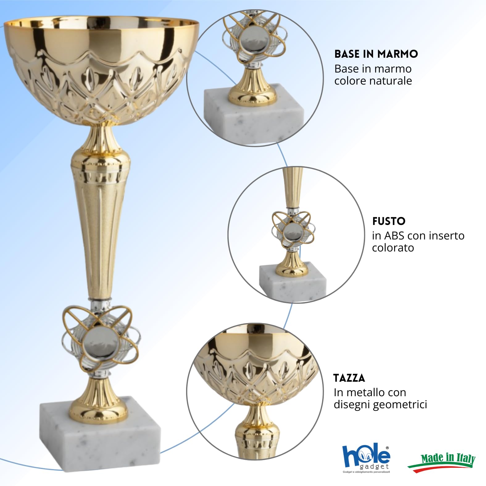 Coppa Trofeo Personalizzabile 35, 32, 29, 27 cm Singolo o Set Tutti Gli Sport, Calcio, Calcettto, Tennis, Basket, Padel, Fantacalcio, Premiazioni cod 13.051