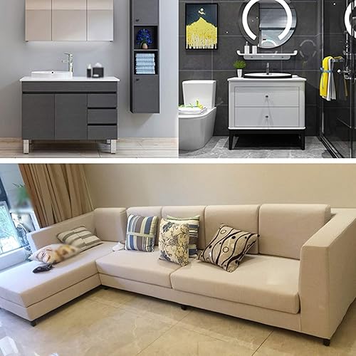 Miniatura 7 de Patas de aleación de aluminio ajustables de 0 a 0.591in, patas cuadradas de mesa de café, patas de gabinete de baño, patas de soporte de lavabo, 5 a