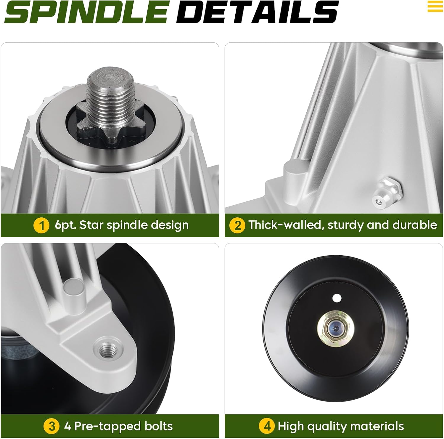 618-06976 918-06976 Spindle Assembly, Fit for 42 inch Deck Cub Cadet MTD XT1 LT42 XT2 LX42 XT1-LT42 XT2-LX42 KH KW CYT4220 CY4220SE for Craftsman T8000, Replace 618-06976 918-06976 2 Pack