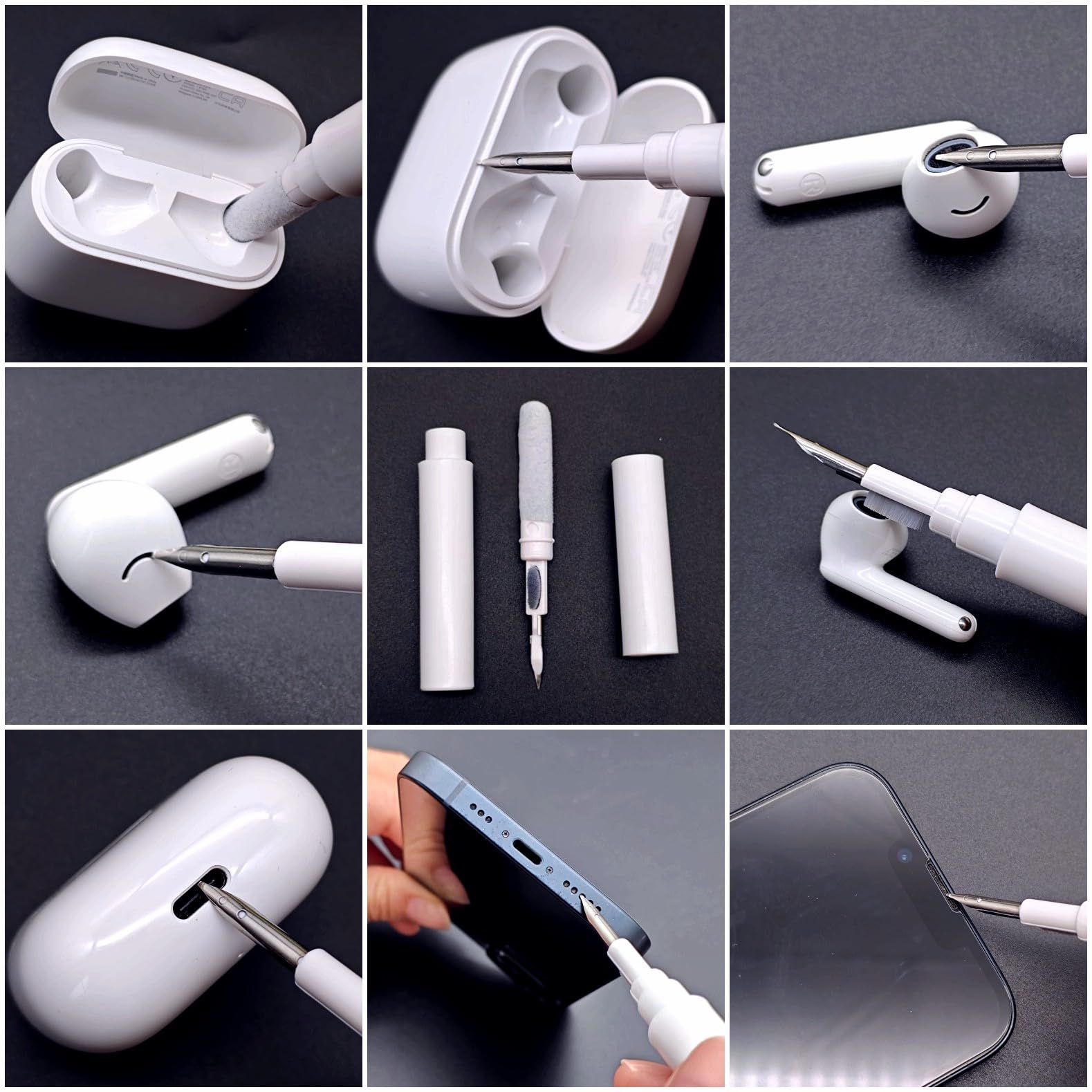 Kit Nettoyage pour Écouteurs sans Fil, Stylo-Brosse Nettoyage pour AirPods Samsung