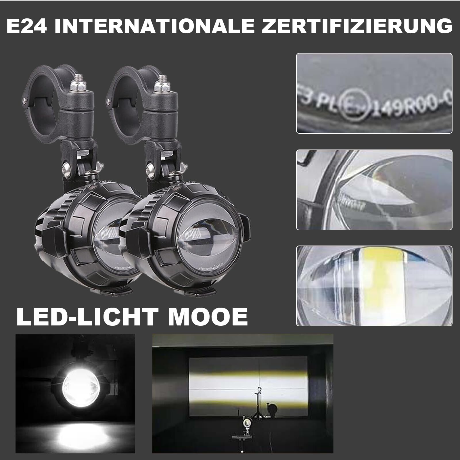 Zusatzscheinwerfer Motorrad LED Scheinwerfer 6000LM 6000K Nebelscheinwerfer Motorrad LED mit E-Prüfzeichen für BMW F800,Universal-Hilfslampe für motorrad