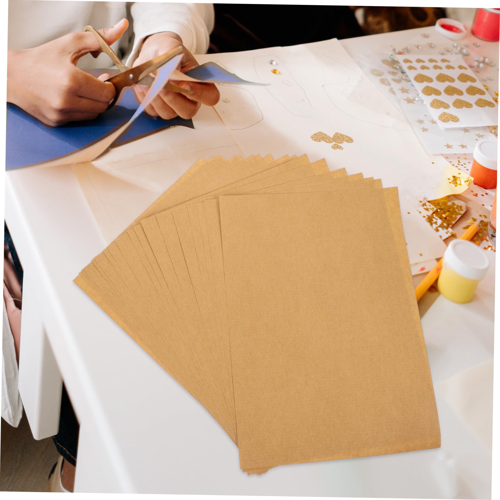 Papier Autocollant pour Étiquettes A4 en Papier Kraft, 100 Feuilles