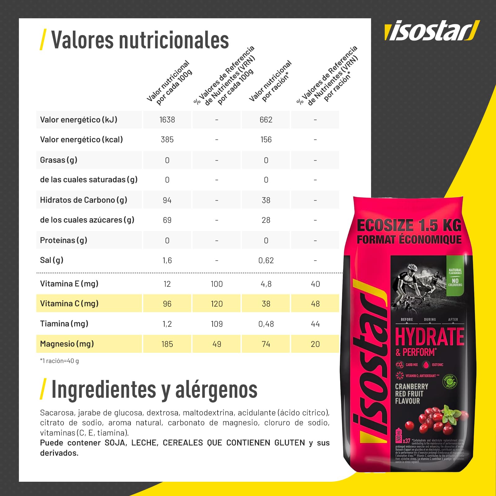 Isostar Hydrate & Perform - 1,5 kg de Bebida Electrolítica Isotónica - Solución Electrolítica para Mejorar el Rendimiento Deportivo – Sabor Arándanos, 1,5 kg (Paquete de 1)