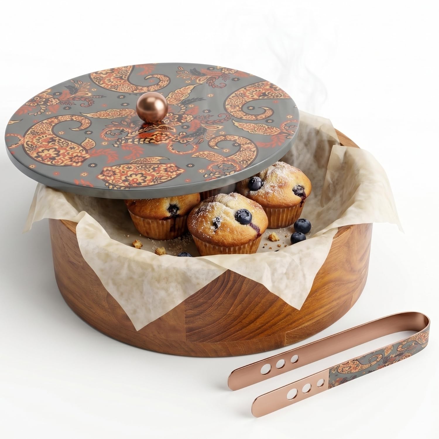 nestroots Tortillawärmer, Mangoholz mit Edelstahlzange, 22,9 cm