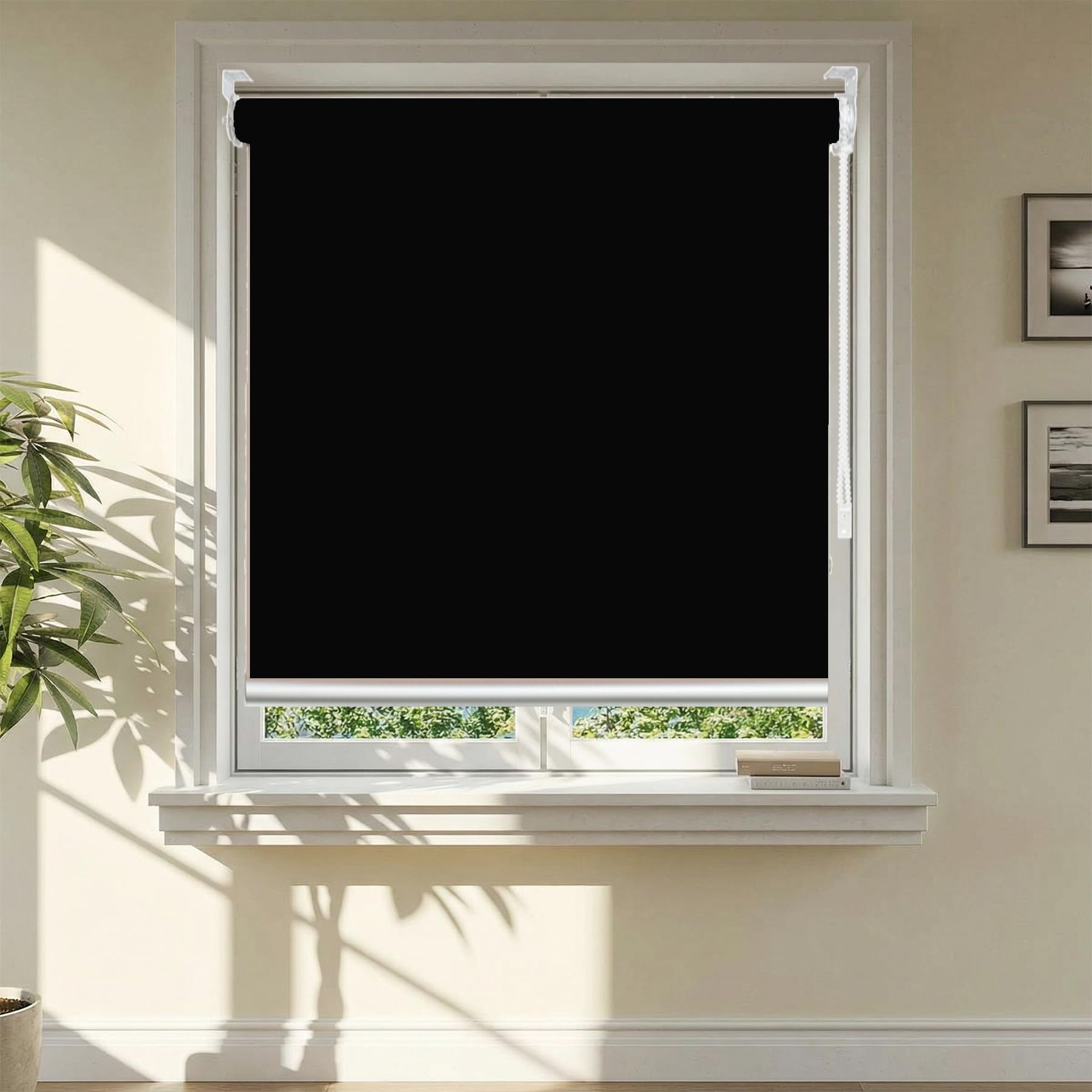 Blackout Roller Blinds for Windows 110 x 220 cm UV Blocking Thermal Insulated Fabric Day and Night Blinds in a Variety of Colours and Sizes for Living Room, The Office, Black