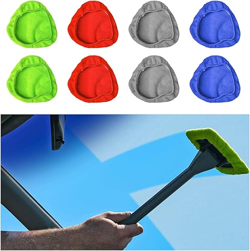 4 paños de microfibra para el cuidado del automóvil para limpiador de parabrisas, kit de cubierta de almohadillas de microfibra reemplazadas,
