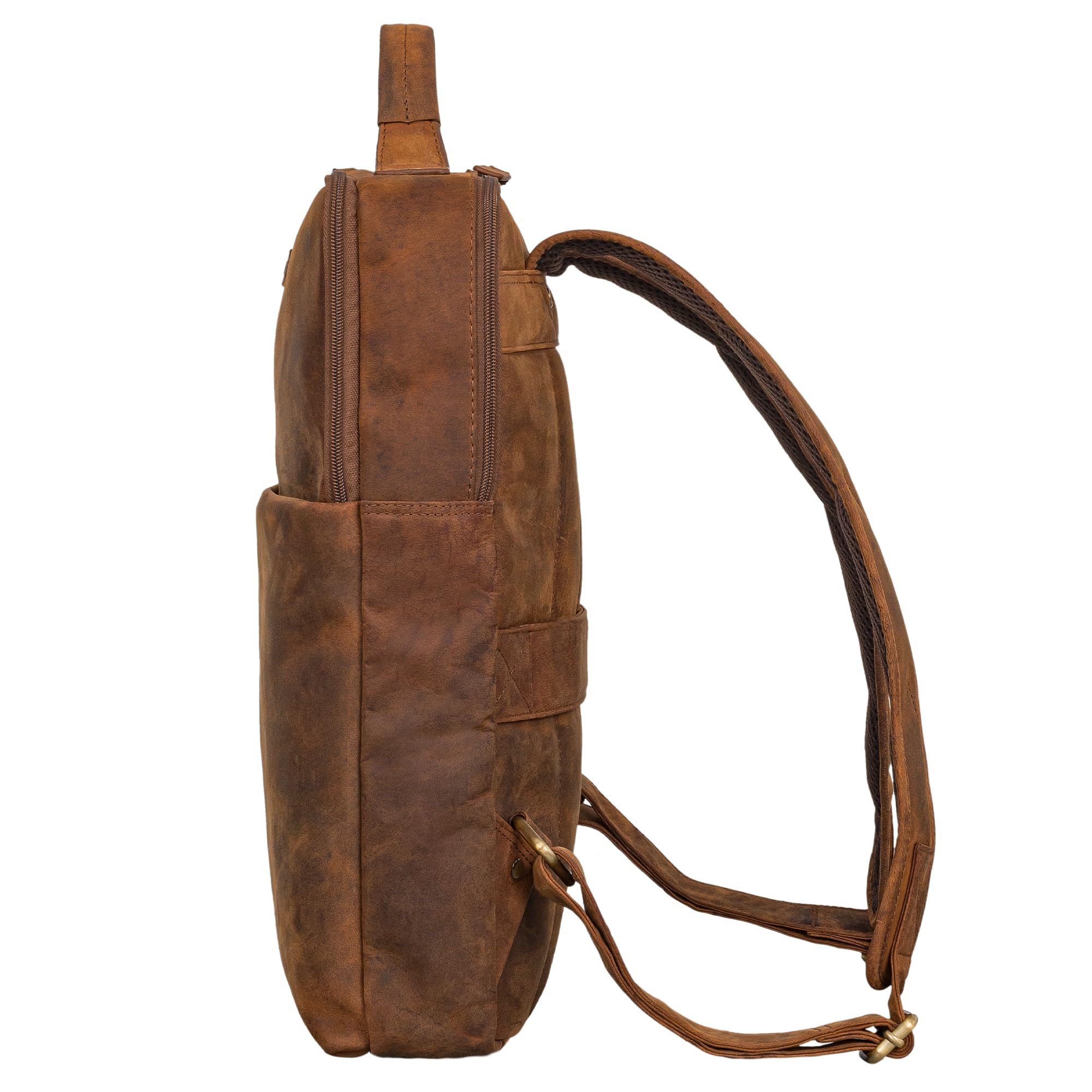 STILORD 'Noé' Mochila Elegante para Ordenador de 14 Pulgadas Mochilas de Cuero para Negocios Hombre Mujer Backpack de Trabajo Cuero Genuino, Color:avani - marrón