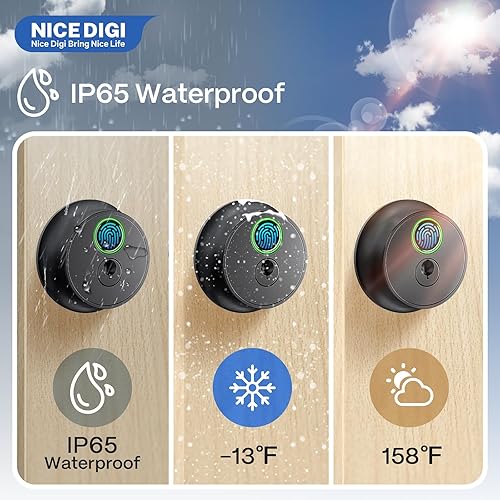 Miniatura 6 de Cerradura de cerrojo inteligente para puerta delantera cerradura de puerta de huellas dactilares - Cerradura de puerta de entrada sin llave -