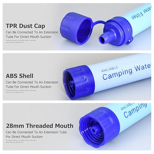 Miniatura 4 de Paquete de 2 filtros de agua con pajita, filtro de agua personal para senderismo, filtración de supervivencia, equipo portátil para viajes,