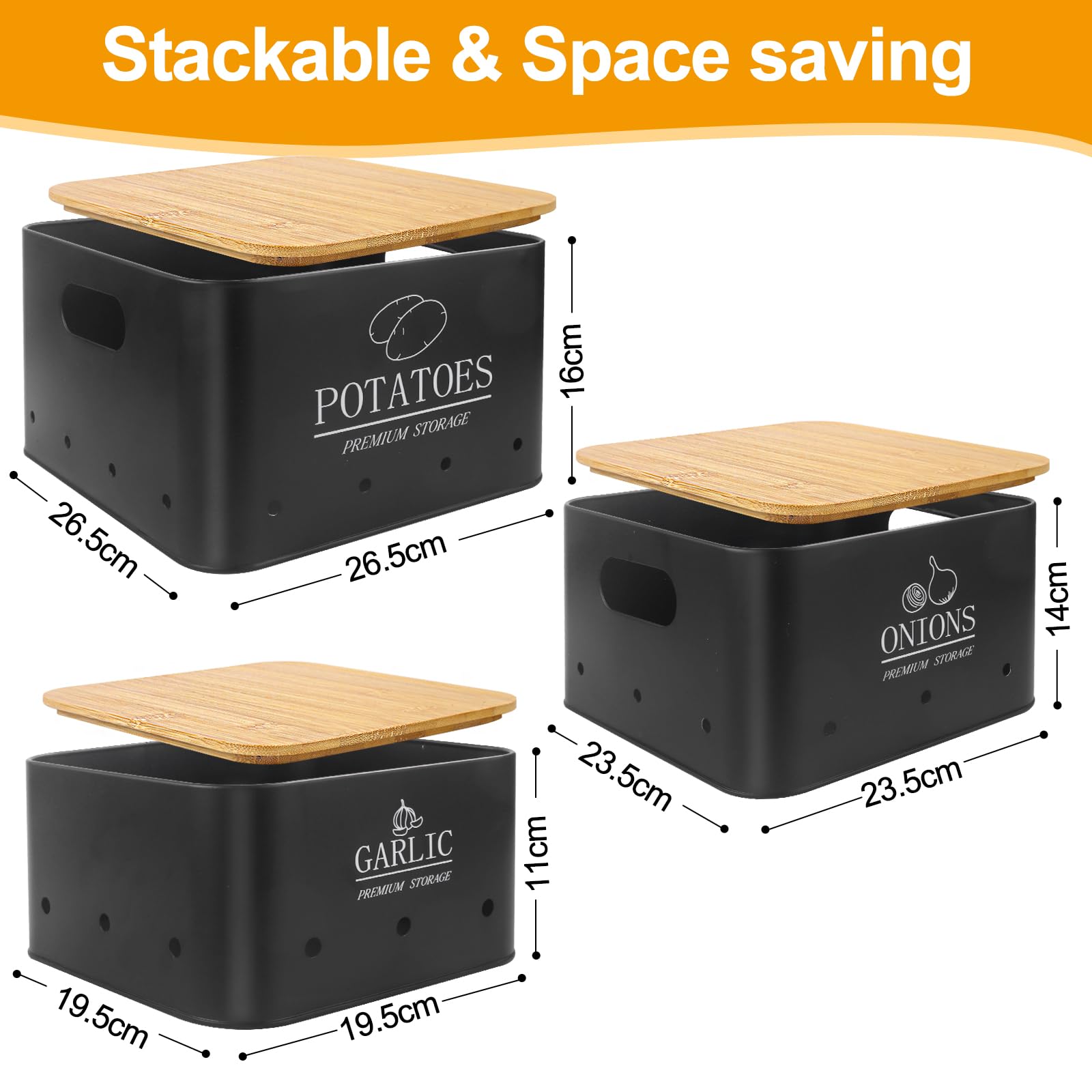 HongKKon Aufbewahrungsboxen Für Küche - 3-teiliges Set Für Kartoffeln & Zwiebeln