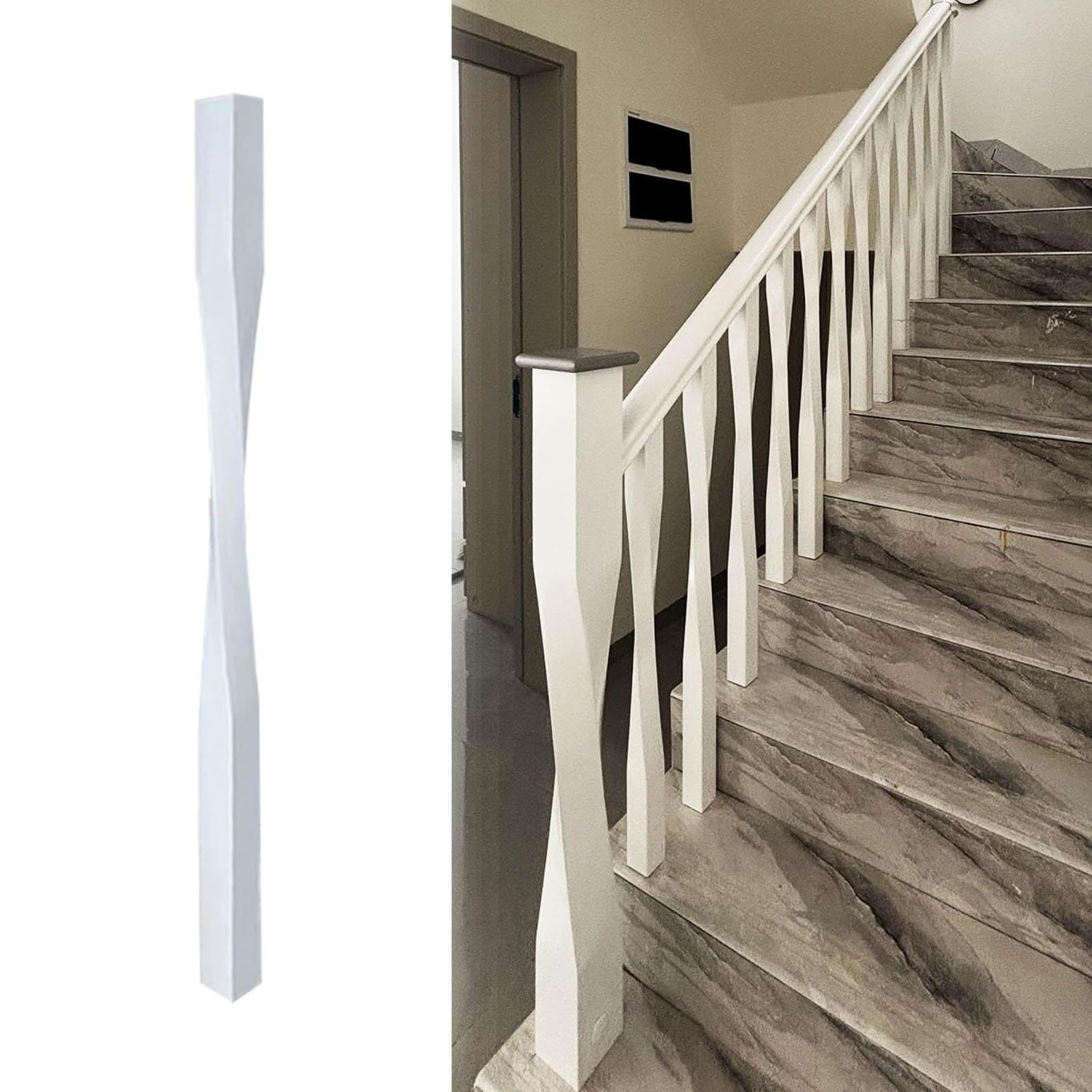 JFBLSD Solid Wood Stair Balusters, Indoor Stair Railing Spindles Contemporary Staircase Spindles Bundles Handrail Parts for Contemporary Home Décor(White,1Pcs)